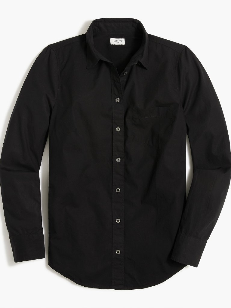 Nwt J. Crew Size Medium Black Button Up 100% Cotton Poplin Signature Fit Shirt